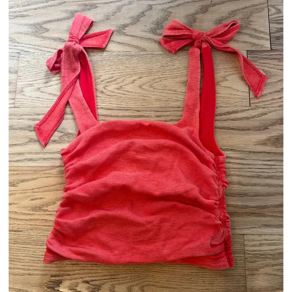 Free People Boulevard Tie Strap Tank in Guava Berry